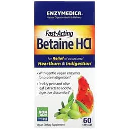 Натуральна добавка Enzymedica Betaine HCL 60 капсул