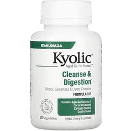 Экстракт выдержанного чеснока Kyolic Aged Garlic Extract Cleanse & Digestion очищение и улучшение пищеварения 100 вегетарианских таблеток