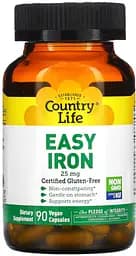 Вітаміни та мінерали Country Life Easy Iron, 90 вегакапсул