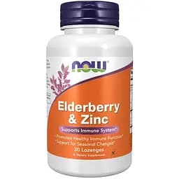 Бузина і цинк Now Foods Elderberry & Zinc 30 льодяників