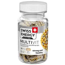 Мультивітаміни з вітаміном К2 Swiss Energy Multivit 25 Vitamins and Minerals+Vitamin K2 30 капсул