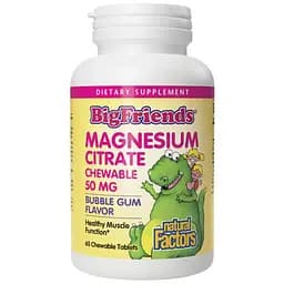 Дієтична добавка Natural Factors Magnesium Citrate 50 мг 60 таблеток Bubble Gum - мініатюра 1