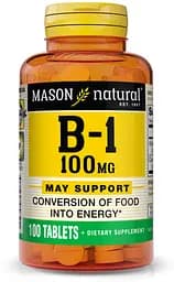 Вітаміни та мінерали Mason Natural Vitamin B1 100 mg, 100 таблеток