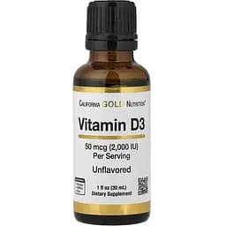 Вітамін D3 California Gold Nutrition 50 мкг без смаку 30 мл