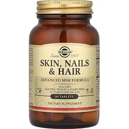 Комплекс для шкіри волосся та нігтів Solgar Skin, Nails & Hair Advanced MSM 60 таблеток 