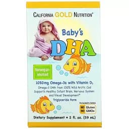 Дитячий DHA Омега-3 з вітаміном D3 California Gold Nutrition Baby's DHA Omega-3s with vitamin D3 2 рідких унції