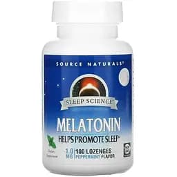 Натуральная добавка Source Naturals Melatonin 1mg Sleep Science Мята 100 леденцов