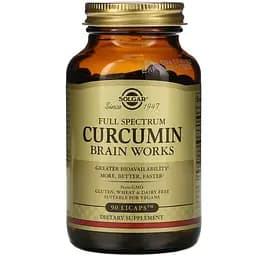 Куркумін для мозкової діяльності Solgar Full Spectrum Curcumin Brain Works 90 рідких капсул (2022-10-2996)