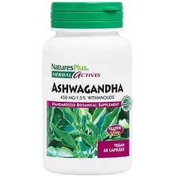 Натуральна добавка NaturesPlus Herbal Actives Ashwagandha 450 mg 60 вегакапсул