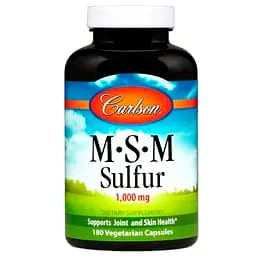 Метилсульфонілметан МСМ Carlson MSM Sulfur 1000 мг 180 вегетаріанських капсул