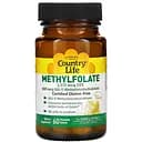 Фолиевая кислота (метилфолат) Country Life 800 мкг с апельсиновым вкусом 60 пастилок