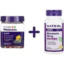 Набір: мелатонін для дітей Natrol від 4 років зі смаком ягід 1 мг 60 цукерок (NTL07692) + мелатонін Natrol з цитрусовим смаком 10 мг 60 таблеток для розсмоктування