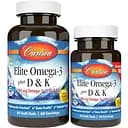 Жирные кислоты Carlson Labs Elite Omega 3 plus D3 & K2 60+30 капсул