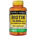 Біотин з кератином Mason Natural 10000 мкг 60 таблеток