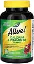 Вітаміни та мінерали Nature's Way Alive! Calcium + Vitamin D3 Gummy, 60 желейок Малиновий лимонад та полуниця