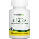 Вітаміни NaturesPlus Vit D3 K2 120 мкг 90 пігулок