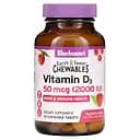 Вiтамiн D3 Bluebonnet Nutrition Earth Sweet Chewables Vitamin D3 зі смаком малини 50 мкг 90 жувальних пігулок