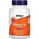 Витамины и минералы Now Vitamin A 25000 IU 250 капсул