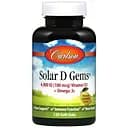 Рыбий жир с витамином D3 Carlson Solar D Gems 4000 МЕ вкус лимона 120 гелевых капсул