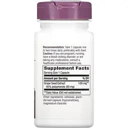 Екстракт виноградних кісточок Nature's Way Premium Extract Grape Seed 100 мг 60 вегетаріанських капсул - мініатюра 2