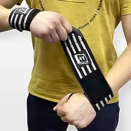 Кистьові бинти EasyFit 50х8 см фіксатор на зап'ястя (чорно-білі) - мініатюра 6